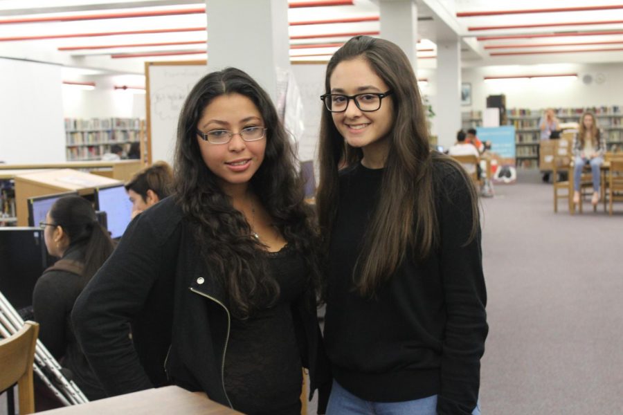 Chelsea Medina is in 12th grade and she is the officer for the Hour of Code. Stephanie Posadas is in 11th grade and she is the secretary, the one on the right. 