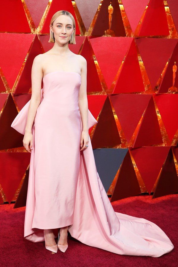 Saoirse Ronan with her pretty pink dress.