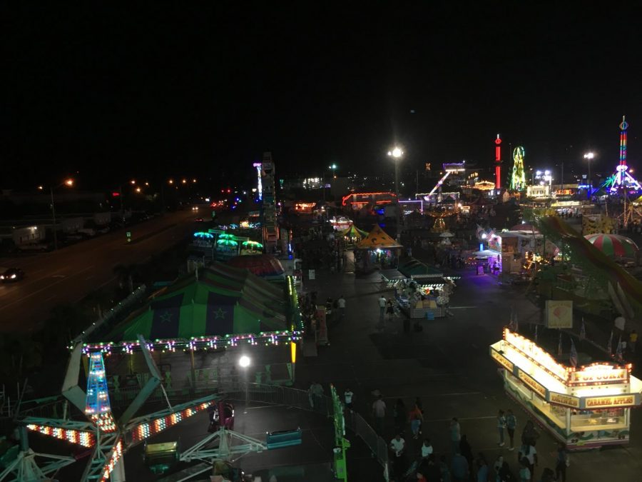 The view from the top of the Ferris Wheel at Broward County Fair.