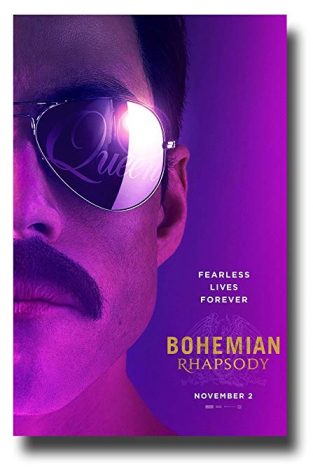 Rami Malek posing as Freddie Mercury on a Bohemian Rhapsody movie poster.