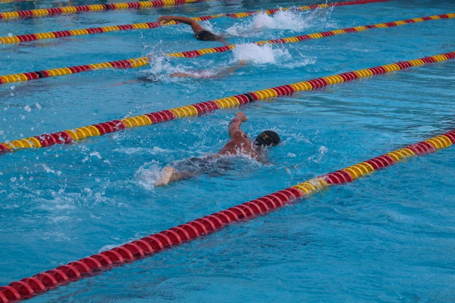 Athlete swims 200 yard boys freestyle at South Broward swimming competition on October 10, 2019.