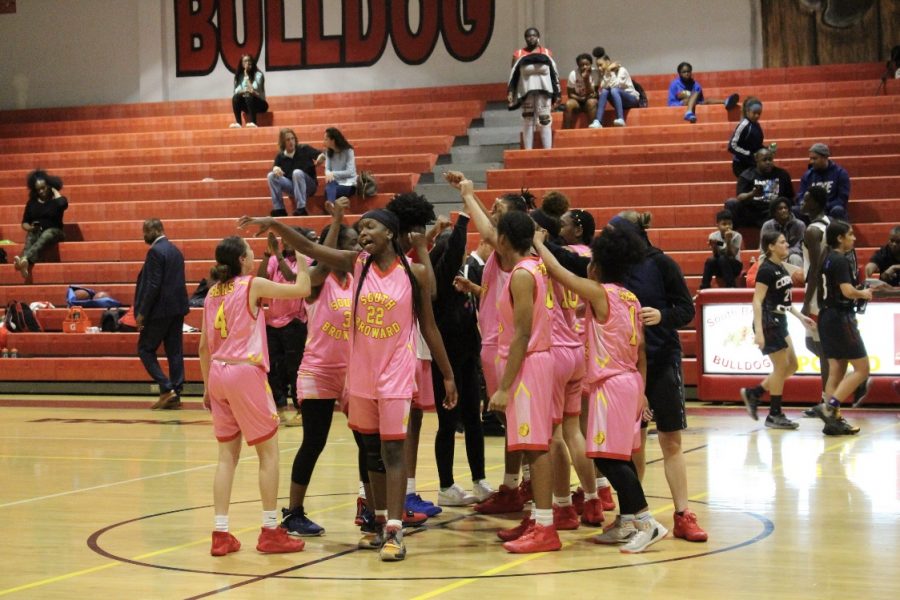 Lady Bulldogs showing enthusiasm after winning game against Western, January 28th, 2020. 