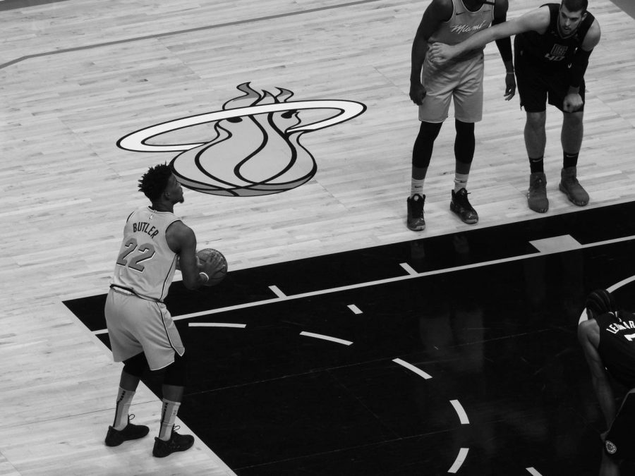 Jimmy Butler makes a free throw during the Miami Heat versus the Los Angeles Clippers. The Heat lost that day 122 to 117.