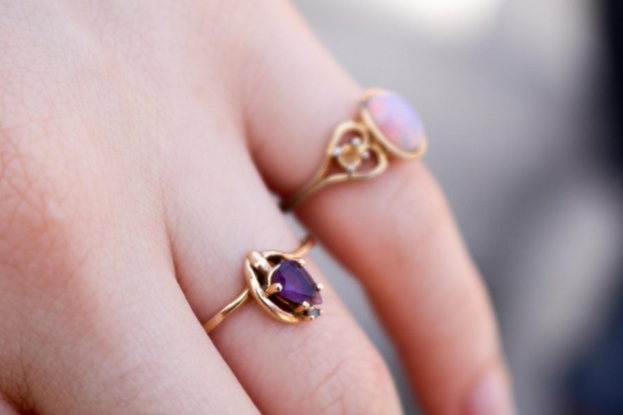 A closeup of these gorgeous rings one of our students found at a thrift store.