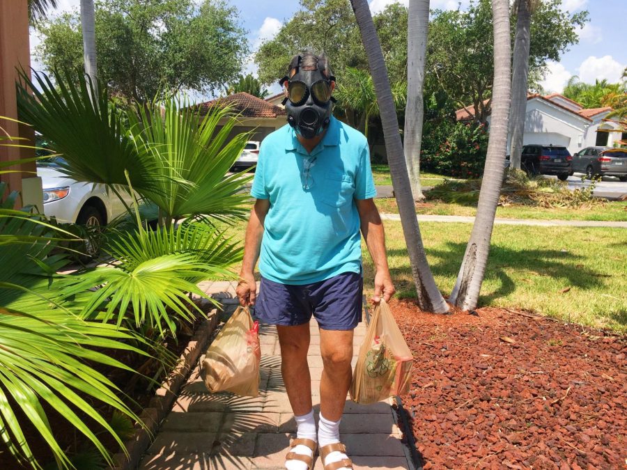 Alan Weber insists on wearing a gas mask when getting groceries because he is more susceptible to the coronavirus than others. Many people with compromised immune systems are more likely to become a victim of this virus, and less likely to be able to fight it off.