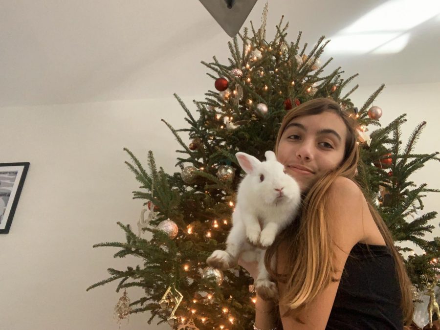 Nicole Prichici holds her favorite bunny, Oliver, close. She got him in the beginning of quarantine and since then have become best friends.