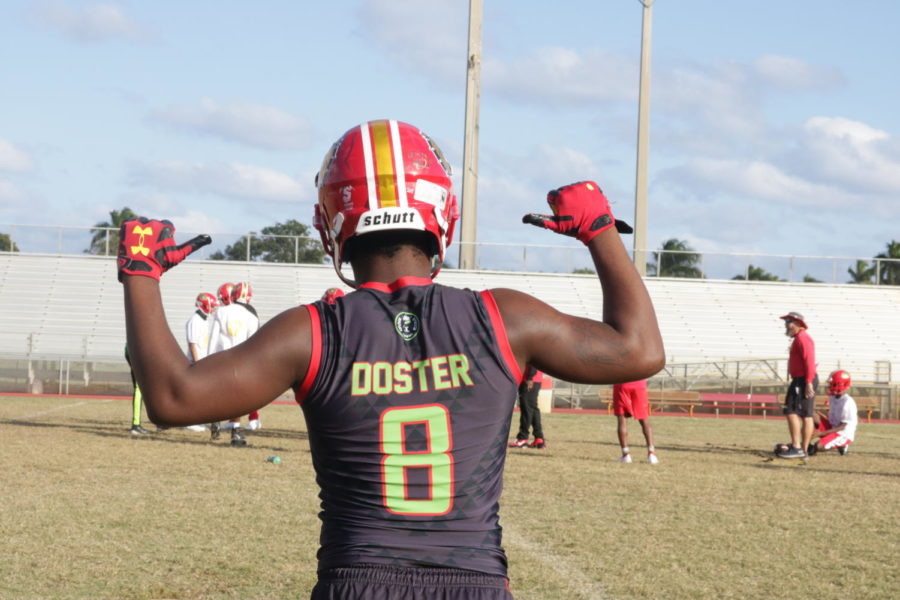 Jaquan Doster stands proud before a football game.