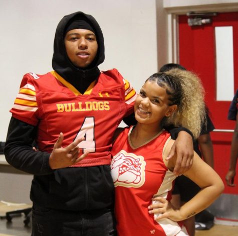 Bulldog Quarterback, Desean Dixon, posing with his girlfriend, Bulldog cheerleader, Dasia Haywood.