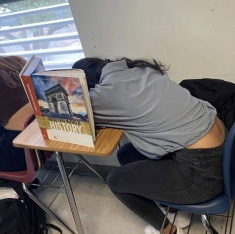 Student caught sleeping in class on the Instagram page.