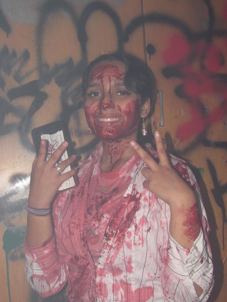 Within the prop room were the purge cast, among them was a girl played by, Crystal Sala, who went insane.