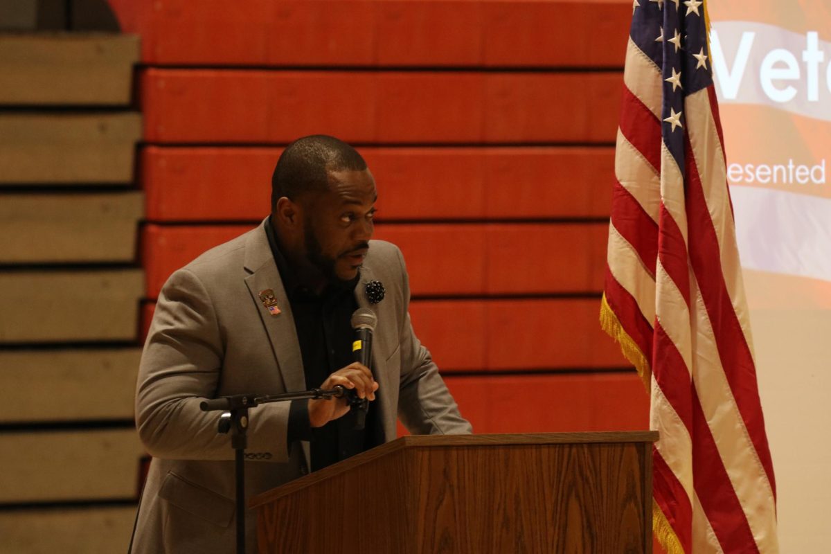 Principal of SBHS, Alexander Francois goes on to present himself as well as thanking all guest to take time out of their day to come see the annual veterans day ceremony.