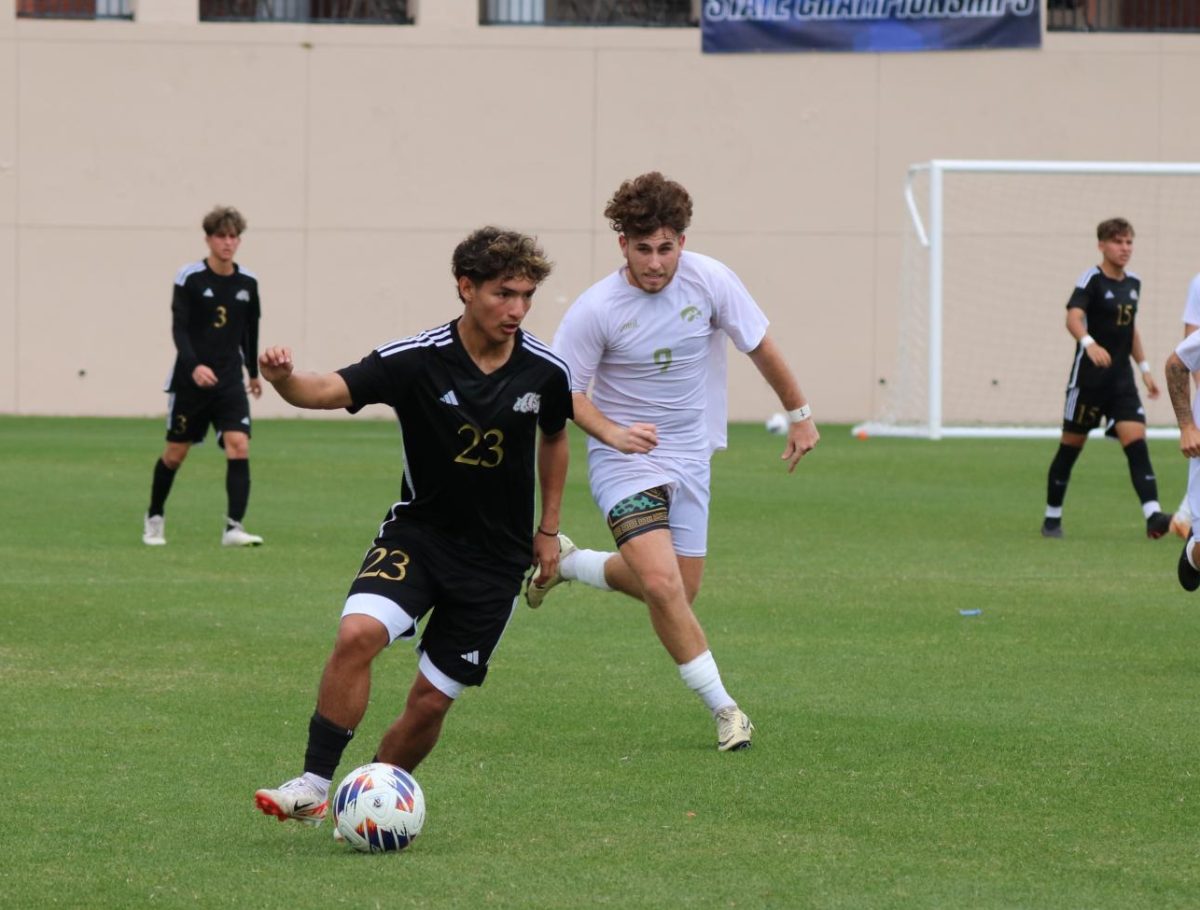 In an honorable display of skill and determination, SBHSs William Perdomo blazes a trail through Vieras staunch defense. Perdomo would go on to later score the winning goal in the second half of overtime.