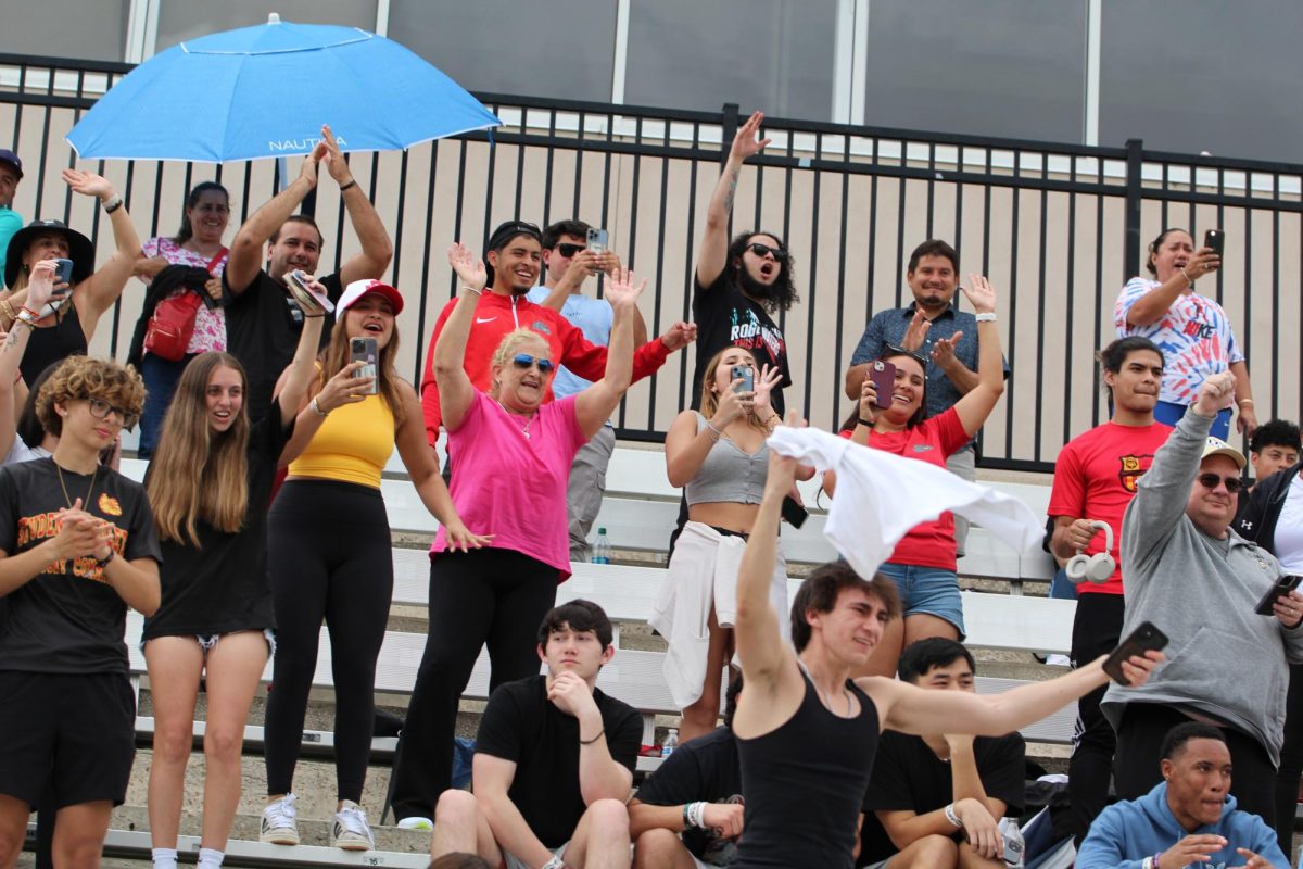 South Broward fans erupt in euphoria after watching William Perdomo score a goal, bringing the Bulldogs to a 1-0 lead. Despite Viera's short one-hour drive to the field, the South Broward family had to travel over four hours to show their support.