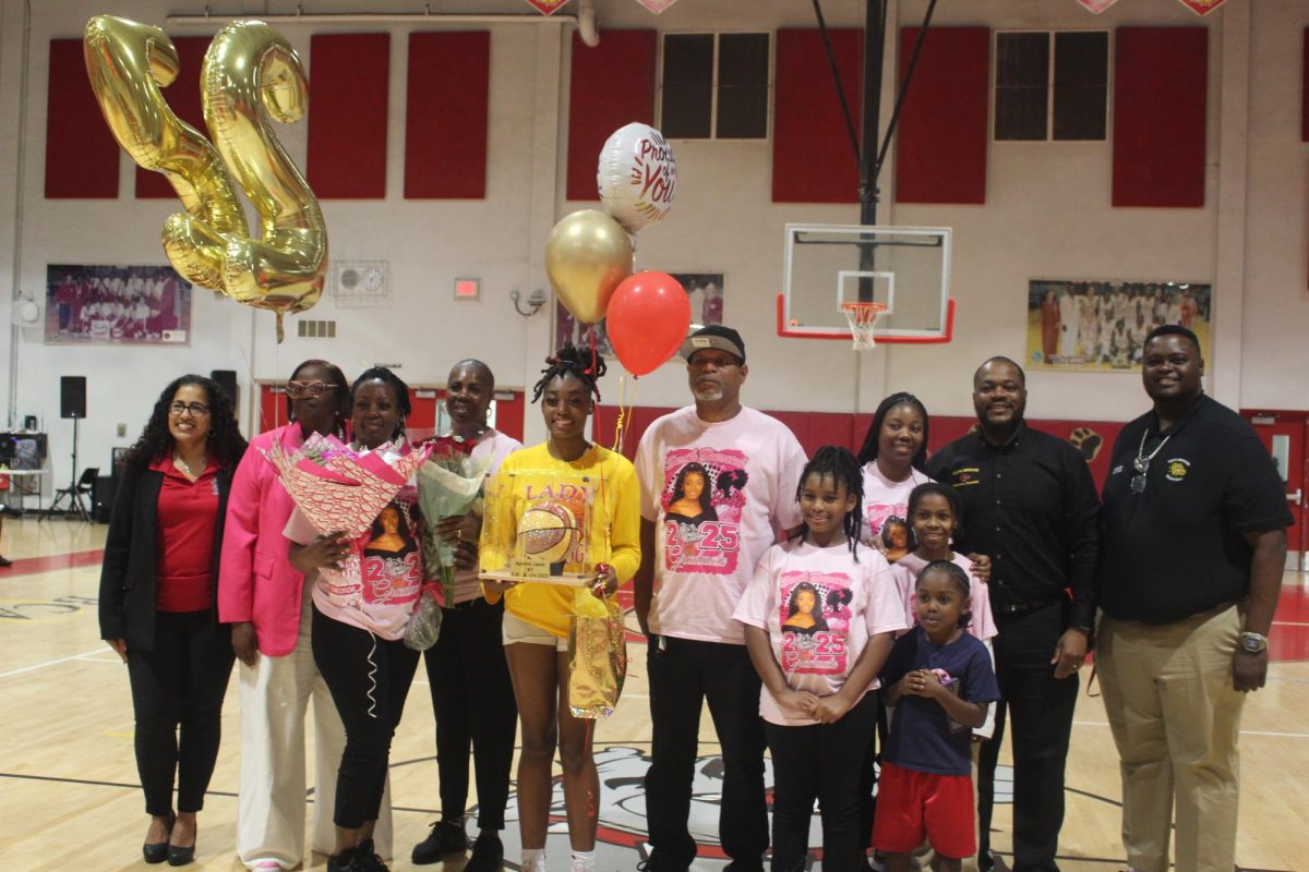 SBHS senior Ayonna Lewis receiving her reward at Senior Night